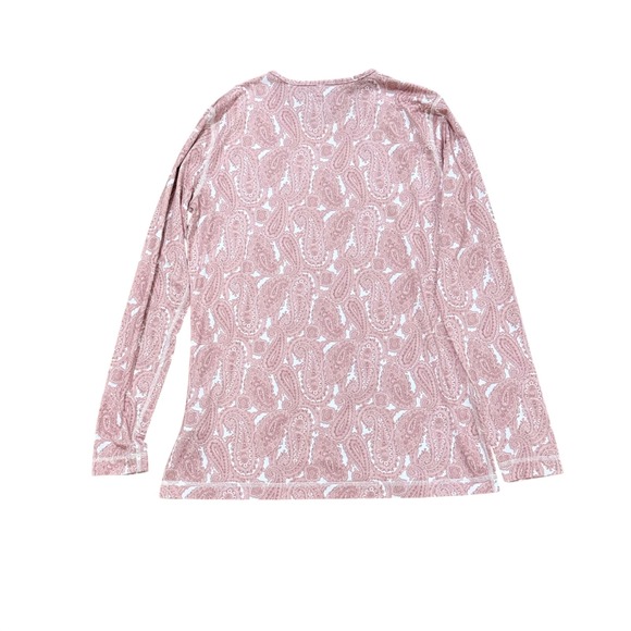 Lands End Womens Pajama Set Long Sleeve Top Pants Pink Paisley Print Size M - Picture 4 of 7